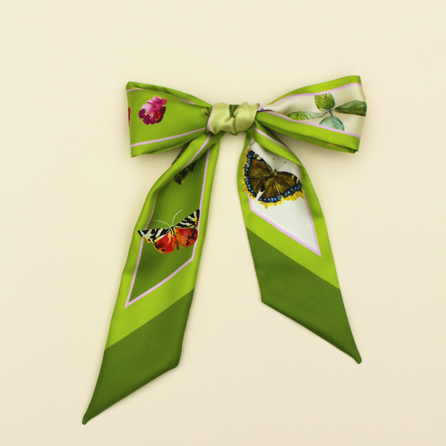 Green Butterfly Silk Skinny Scarf