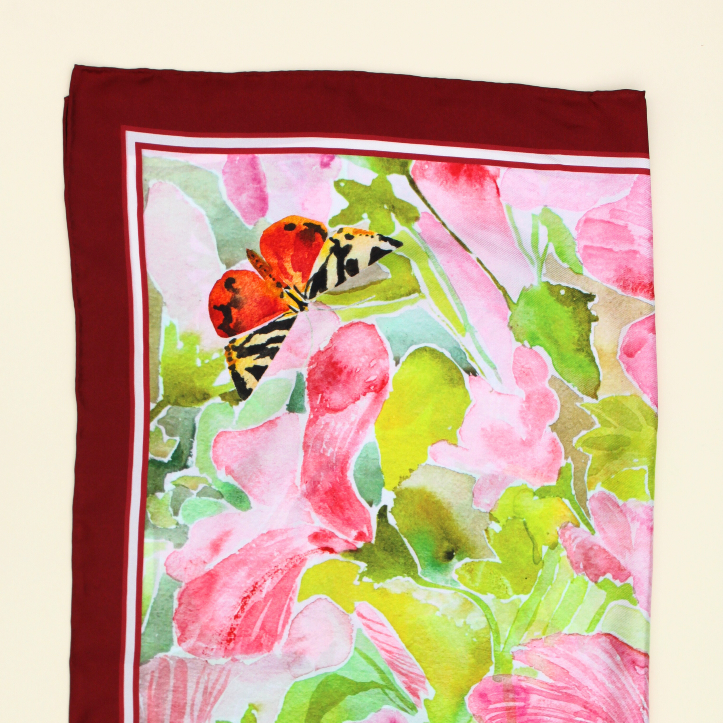 Large Silk Scarf in Burgundy Mallow