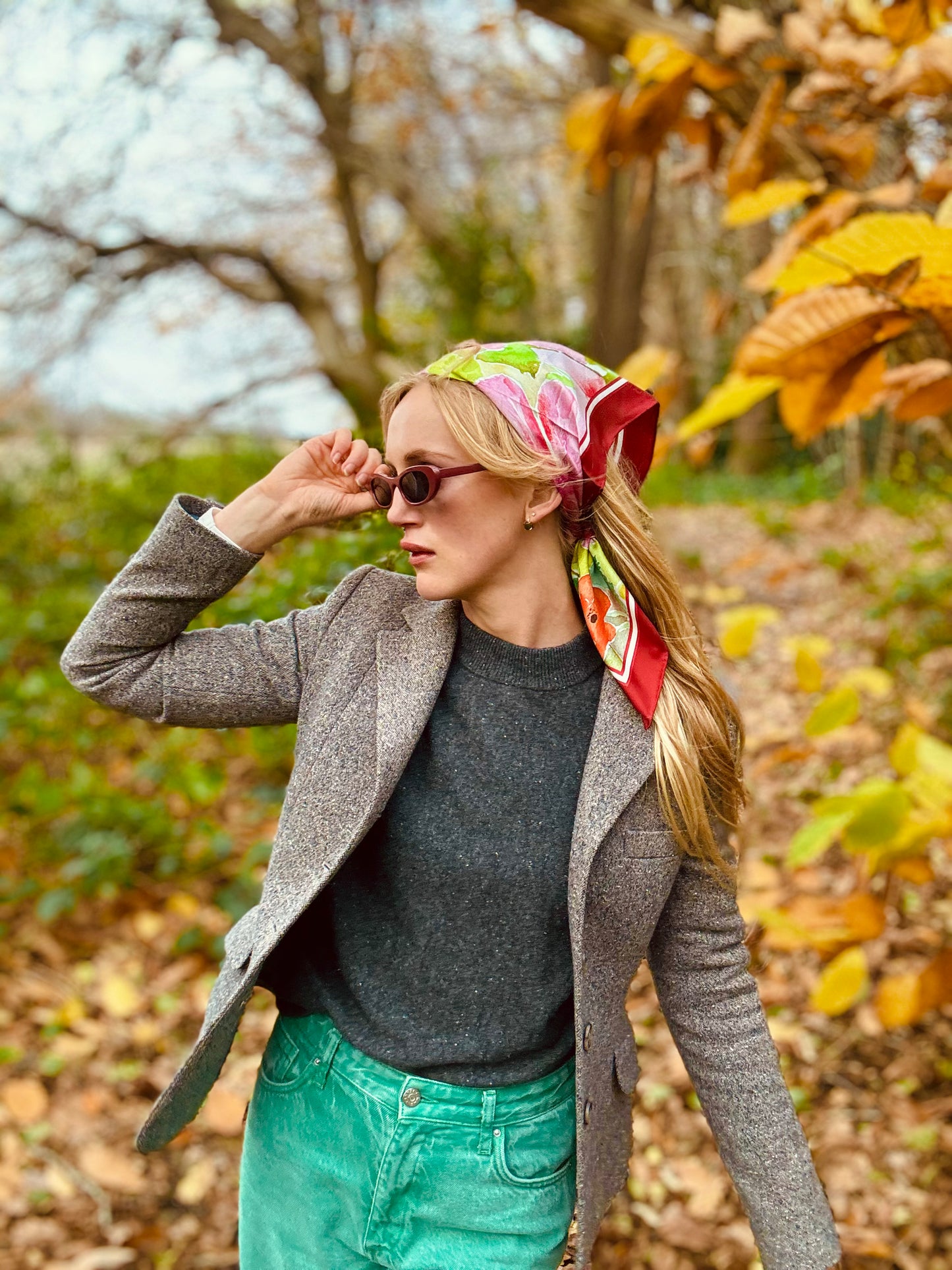 Large Silk Scarf in Burgundy Mallow